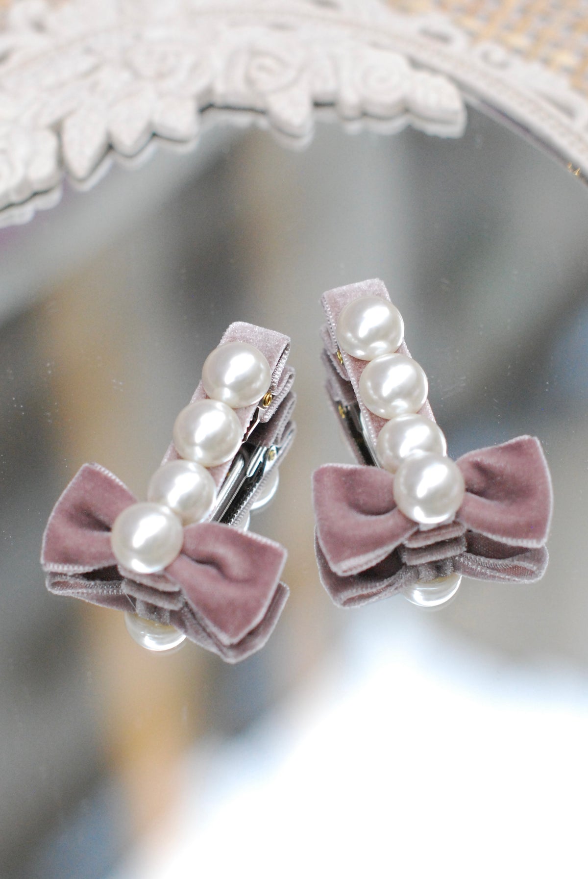 Barrettes à Nœuds et Perles